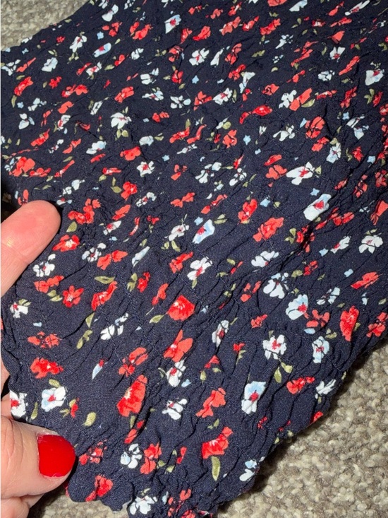 Cato Navy Floral One-Shoulder Ruffle Smocked Top - Picture 3 of 6